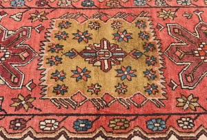 Vintage Red  Geometric Tribal 4X11 Heriz Persian Runner Rug