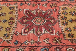 Vintage Red  Geometric Tribal 4X11 Heriz Persian Runner Rug