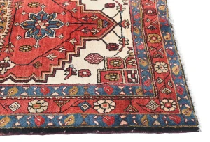 Vintage Red  Geometric Tribal 4X11 Heriz Persian Runner Rug