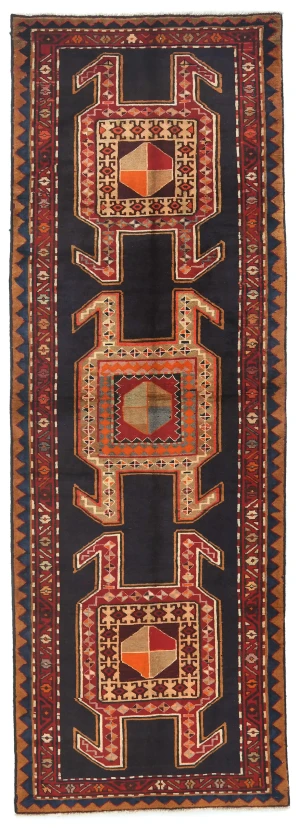 Vintage Plum Tribal 4X10 Meshkin Persian Runner Rug