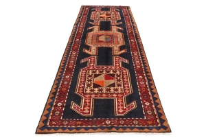 Vintage Plum Tribal 4X10 Meshkin Persian Runner Rug