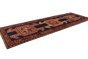 Vintage Plum Tribal 4X10 Meshkin Persian Runner Rug
