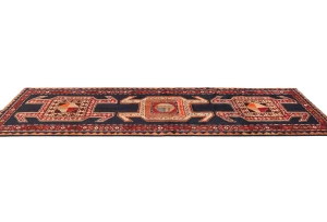 Vintage Plum Tribal 4X10 Meshkin Persian Runner Rug