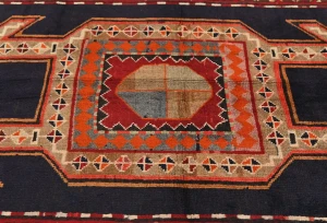 Vintage Plum Tribal 4X10 Meshkin Persian Runner Rug