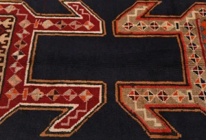 Vintage Plum Tribal 4X10 Meshkin Persian Runner Rug