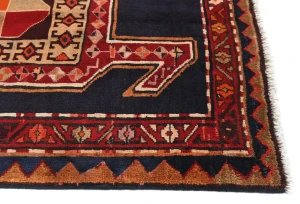 Vintage Plum Tribal 4X10 Meshkin Persian Runner Rug