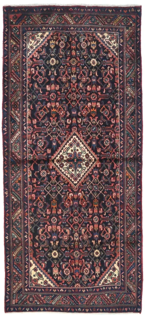 Vintage Plum Floral Tribal 4'3X8'8 Hamedan Persian Rug