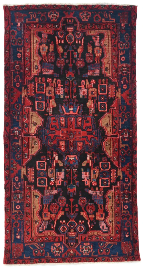 Vintage Tribal Plum 5X9 Nahavand Persian Rug