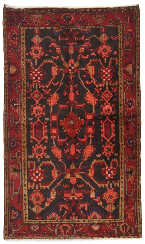 Vintage Purple Floral Tribal  4'6X7'3 Hamedan Persian Rug