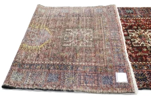 Vintage Red Geometric 5X13 Karajeh Persian Runner Rug