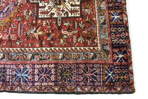 Vintage Red Geometric 5X13 Karajeh Persian Runner Rug