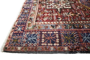 Vintage Red Geometric 5X13 Karajeh Persian Runner Rug