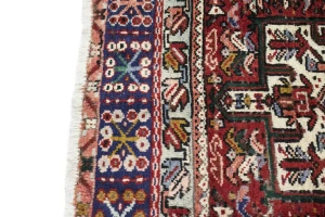 Vintage Red Geometric 5X13 Karajeh Persian Runner Rug