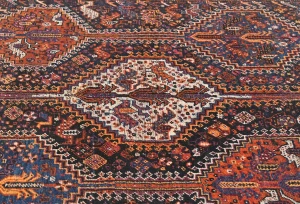 Semi Antique Charcoal Tribal 5X8 Shiraz Persian Rug