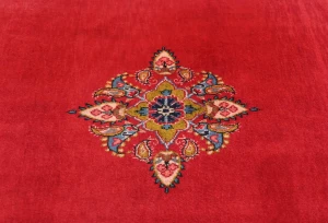 Vintage Red Pictorial Floral 3'8X8'6 Kashan Persian Rug