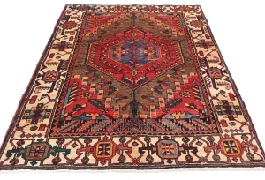 Vintage Red Tribal 4'6X6'6 Bakhtiari Persian Rug