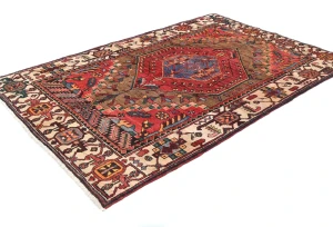 Vintage Red Tribal 4'6X6'6 Bakhtiari Persian Rug