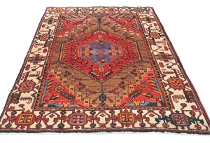 Vintage Red Tribal 4'6X6'6 Bakhtiari Persian Rug