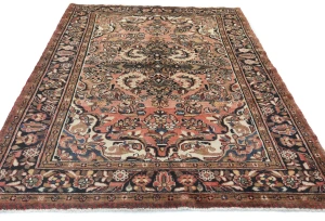 Semi Antique Muted Red Tribal Floral 5X7 Lilian Persian Rug