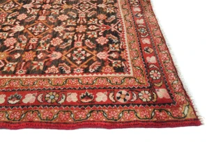 Vintage Dark Brown Floral Tribal 5'8X6'8 Hossainabad Persian Rug