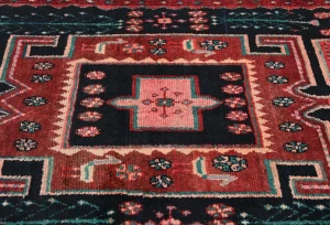 Vintage Charcoal Tribal 4X8 Hamedan Persian Rug