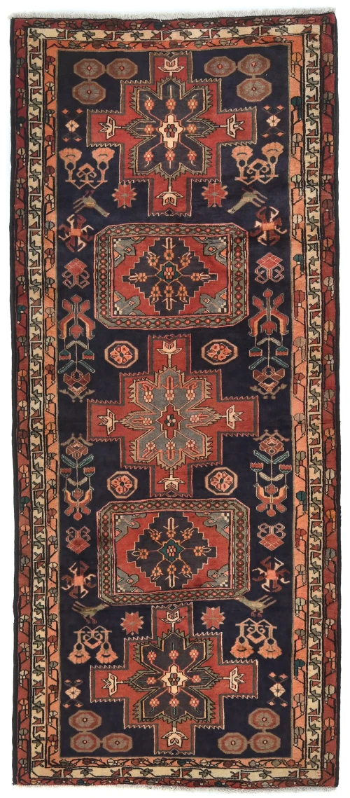 Vintage Plum Tribal 4x10 Meshkin Persian Rug