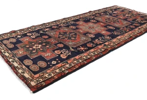 Vintage Plum Tribal 4X10 Meshkin Persian Runner Rug