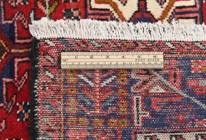 Vintage Red Geometric 3'6X14'7 Karajeh Persian Runner Rug