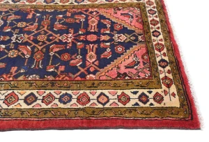 Vintage Plum Floral Tribal 3X10 Hamedan Persian Runner Rug