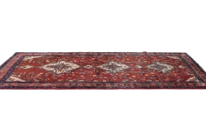 Vintage Maroon Red Floral Tribal 4X10 Hamedan Persian Runner Rug