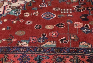 Vintage Maroon Red Floral Tribal 4X10 Hamedan Persian Runner Rug