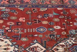 Vintage Maroon Red Floral Tribal 4X10 Hamedan Persian Runner Rug