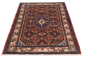 Vintage Rusty Red Floral Tribal 3'3X4'7 Hamedan Persian Rug