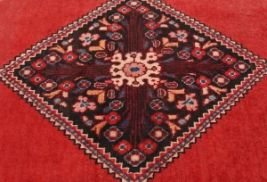 Vintage Red Geometric Tribal 3X5 Hamedan Persian Rug
