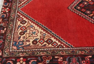 Vintage Red Geometric Tribal 3X5 Hamedan Persian Rug