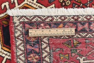 Vintage Red Geometric 2X12 Karajeh Persian Runner Rug