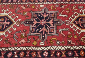 Vintage Red Geometric 2X12 Karajeh Persian Runner Rug