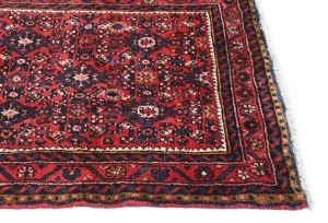 Vintage Red Tribal 3X13 Hossainabad Persian Runner Rug