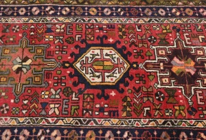 Vintage Red Geometric 3X12 Karajeh Persian Runner Rug