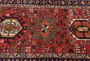 Vintage Red Geometric 3X12 Karajeh Persian Runner Rug