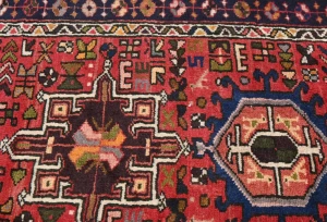 Vintage Red Geometric 3X12 Karajeh Persian Runner Rug