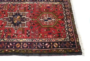 Vintage Red Geometric 3X12 Karajeh Persian Runner Rug