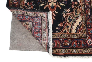 Vintage Dark Purple-navy Floral Tribal 3X12 Hamedan Persian Runner Rug
