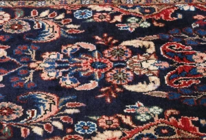 Vintage Dark Purple-navy Floral Tribal 3X12 Hamedan Persian Runner Rug