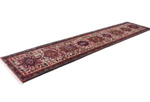 Vintage Red Geometric 2X10 Karajeh Persian Runner Rug