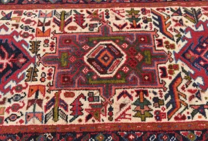 Vintage Red Geometric 2X10 Karajeh Persian Runner Rug