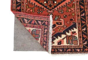 Vintage Bittersweet Red Geometric 2'4X6'2 Karajeh Persian Runner Rug