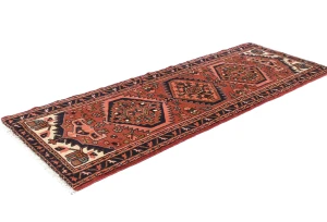 Vintage Bittersweet Red Geometric 2'4X6'2 Karajeh Persian Runner Rug