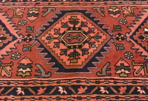 Vintage Bittersweet Red Geometric 2'4X6'2 Karajeh Persian Runner Rug