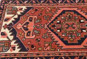 Vintage Bittersweet Red Geometric 2'4X6'2 Karajeh Persian Runner Rug